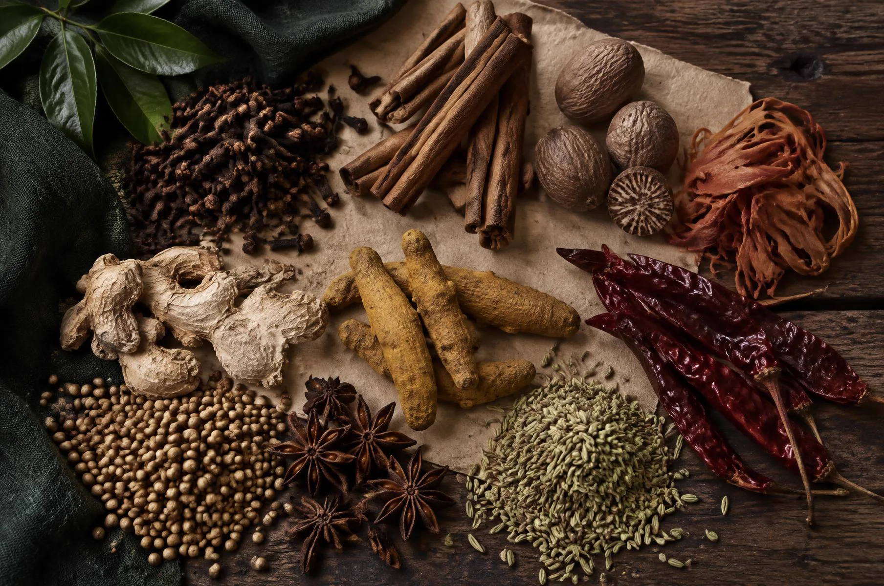 Whole cloves in a Kerala spice collection